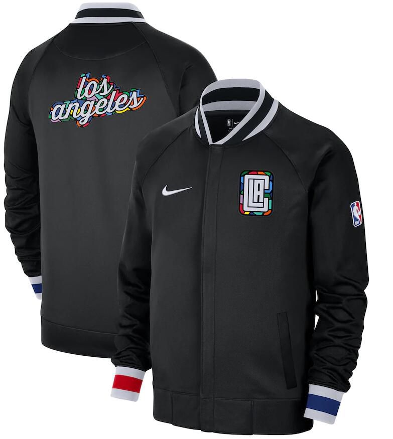 Men Los Angeles Clippers Black Nike City Edition Full Zip Jacket 2023 NBA Jersey->san antonio spurs->NBA Jersey